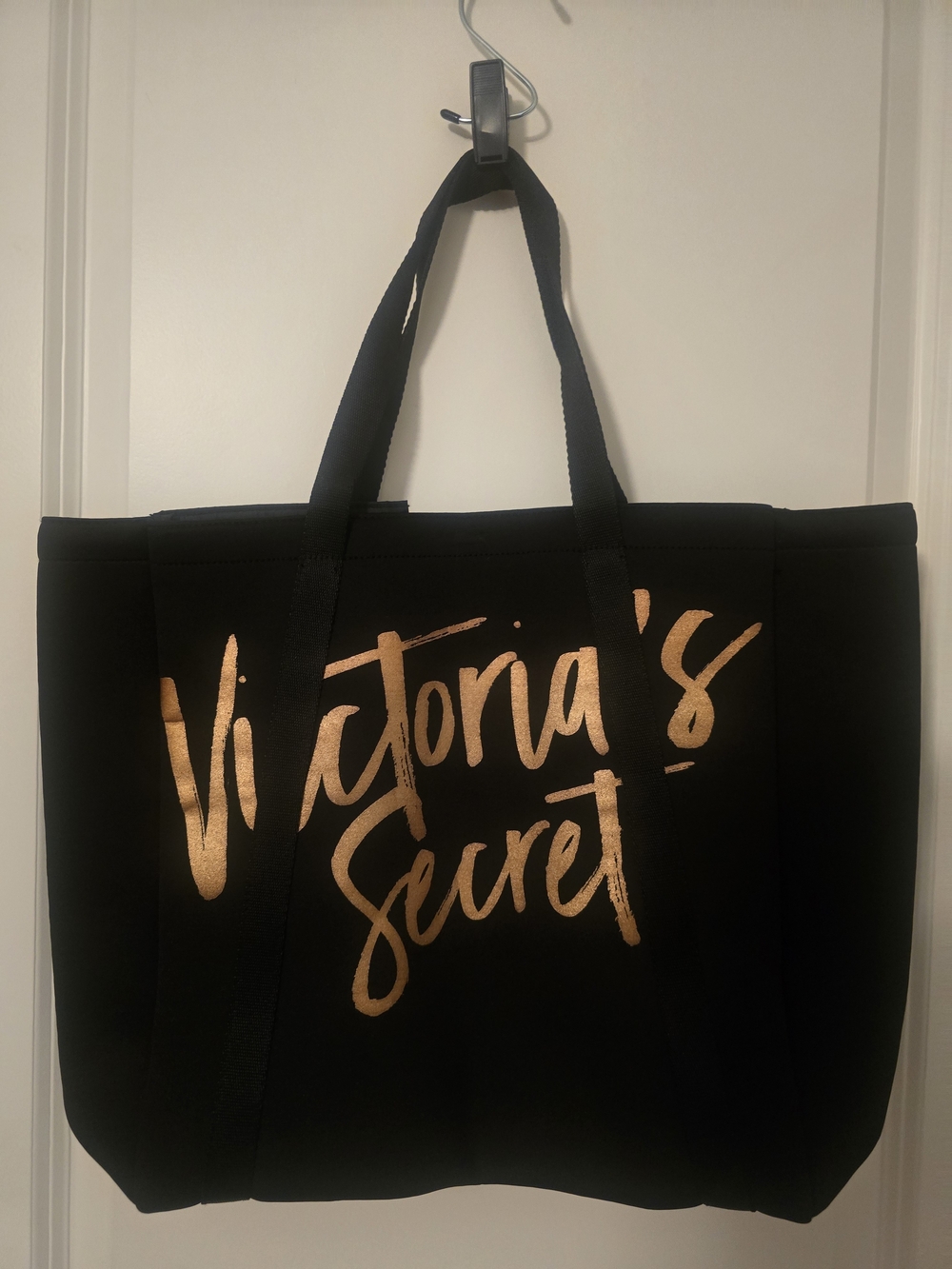 Victoria's Secret Black Tote Bag with Rose Gold Logo